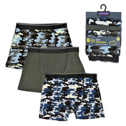 A2Z 4 Kids Boys Boxer Pack Of 3 Plain Camouflage Knickers Cotton Mix Underpants