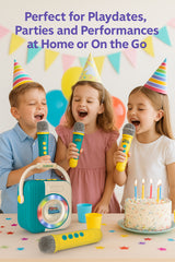 A2Z 4 Kids Bluetooth Karaoke Machine with 2 Wireless Mics & Rechargeable Speaker
