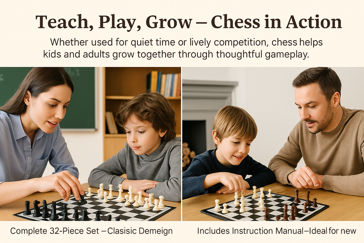 A2Z Classic Folding Chess Set With 32 Pieces Strategy Game Kids & Adults Age 8+