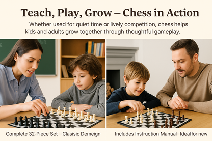A2Z Classic Folding Chess Set With 32 Pieces Strategy Game Kids & Adults Age 8+