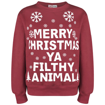 Girls Boys Merry Christmas Jumper Xmas Holiday Crewneck Sweatshirt Pullover Top