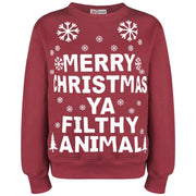 Girls Boys Christmas Jumper Novelty " Merry Christmas Ya Filthy Animal " Sweater Age 7-13 YearsGirls Boys Christmas Jumper Novelty " Merry Christmas Ya Filthy Animal " Sweater Age 7-13 Years