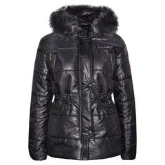 Kids Girls Jackets Puffer Hooded Detachable Faux Fur Wet Look Padded Long Coats