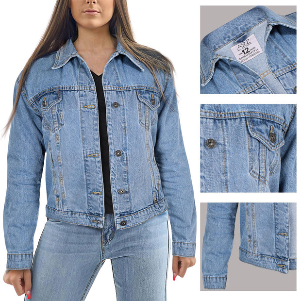 Ladies Women Denim Jacket Cotton Casual Fashion Vintage Classic Streetwear Jean