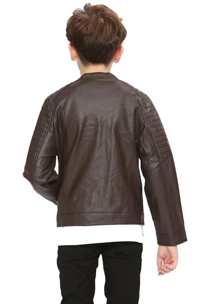 Kids Motorcycle Biker Jacket PU Leather Stylish Jacket Boys Age 5-13 Years