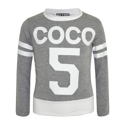 Girls Top Kids COCO 5 Print Trendy Crop Top & Fashion Legging Set Age 7-13 Years