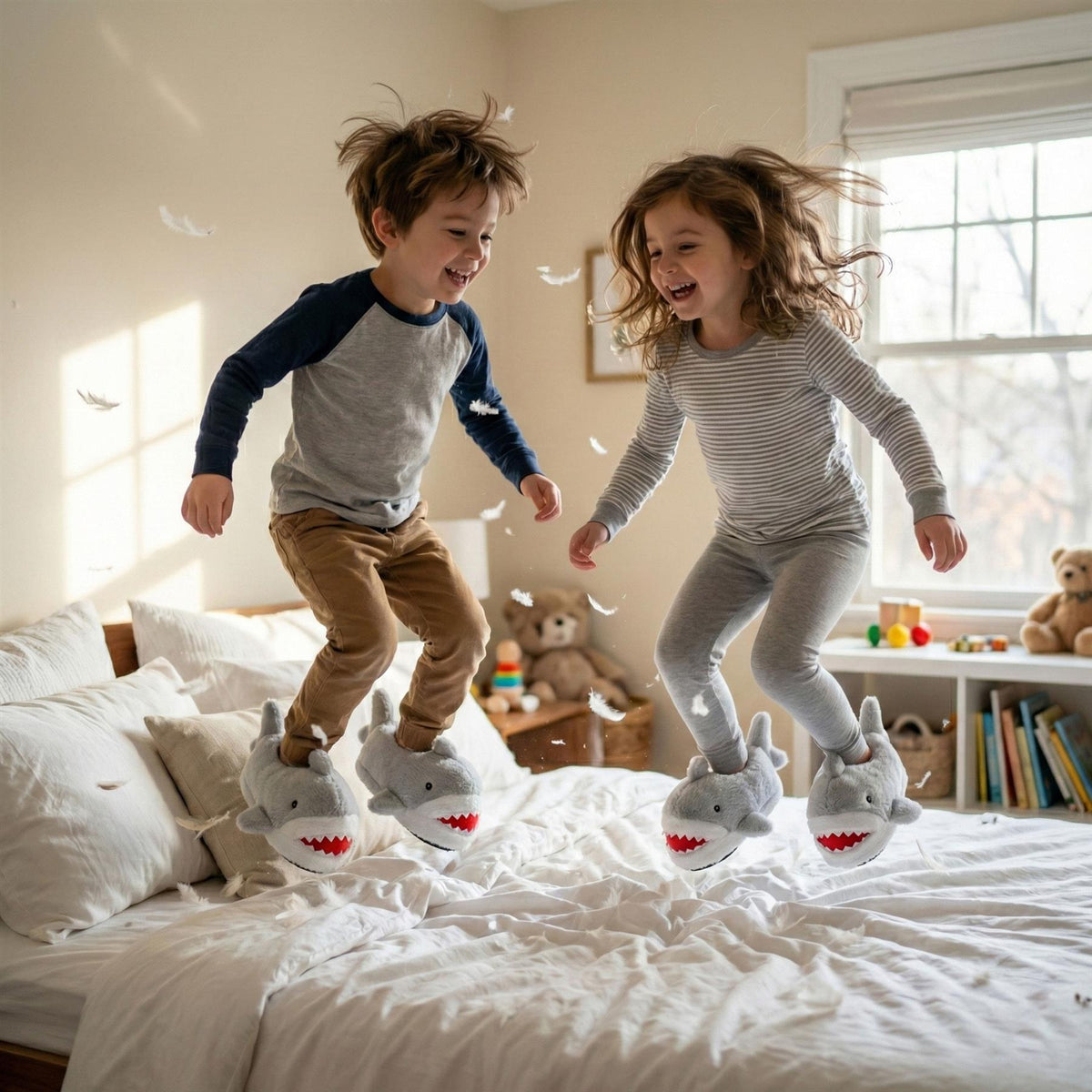 A2Z 4 Kids Boys Girls Cute Animal Slippers Non-Slip Winter Plush Warm Baby Shoes