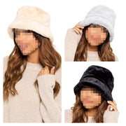 A2Z Ladies Bucket Hats Furry Faux Fur Beanie Soft Plush Winter Warm Cozy Caps