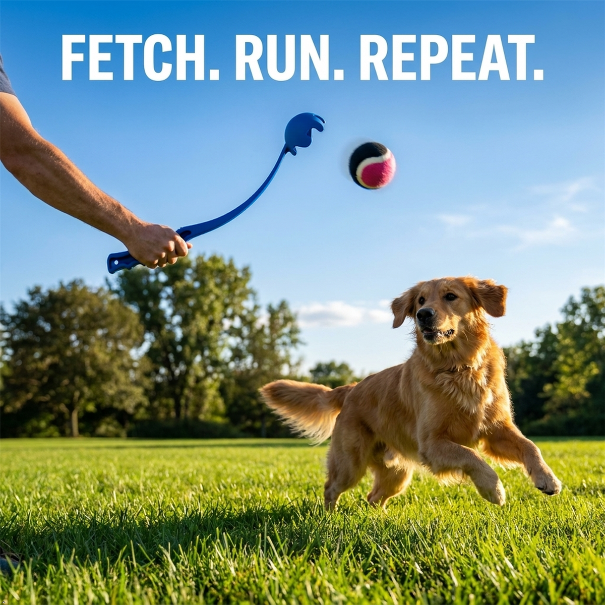 A2Z Medium Dog Ball Thrower With Tennis Ball Lightweight Fetch Launcher