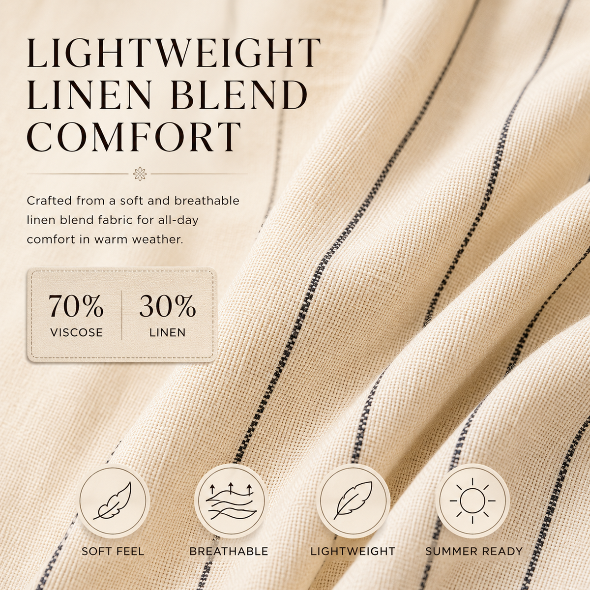 Ladies Linen Blend Elasticated Back Stripe Wide Leg Summer Holiday Trousers