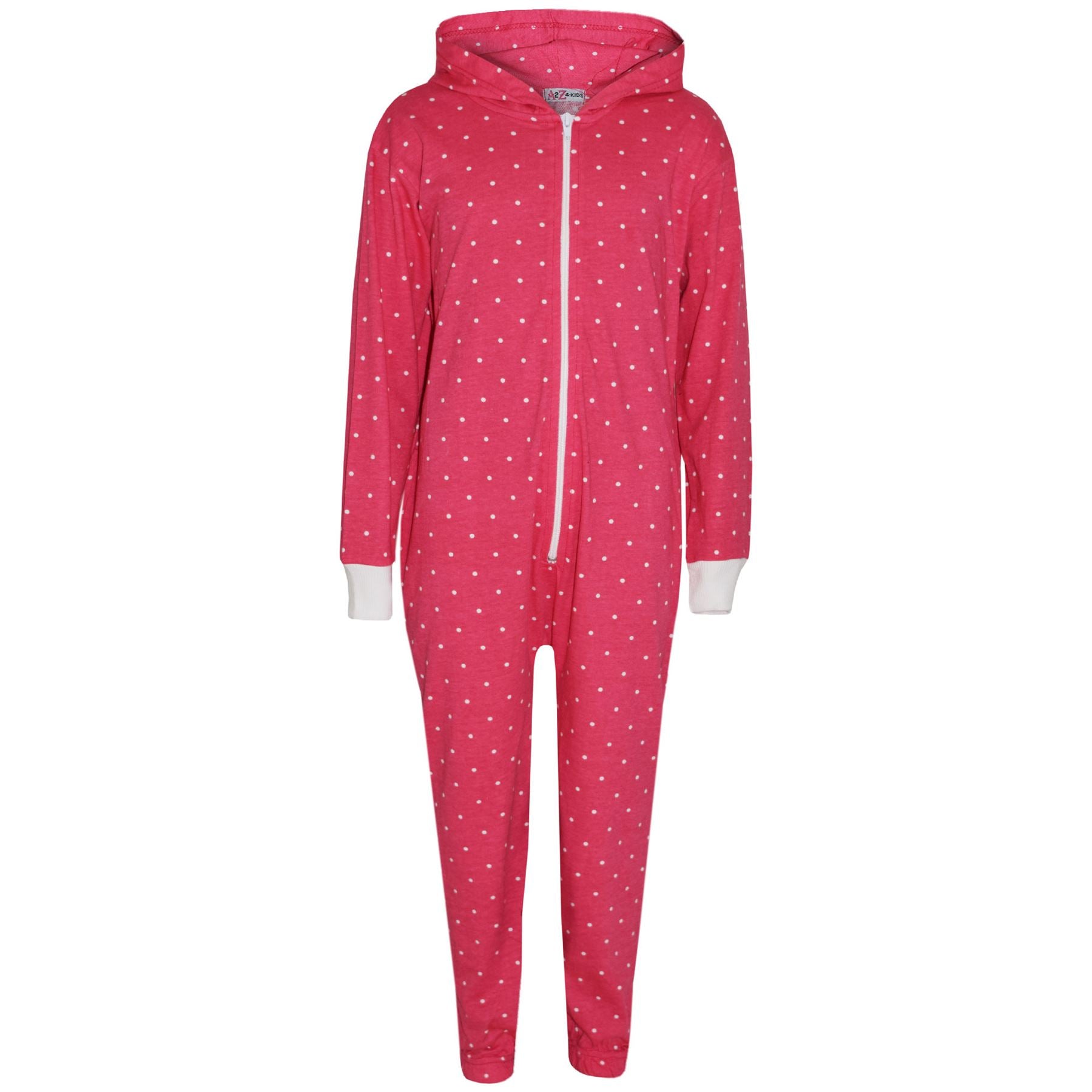 Kid Girls Polka Dot Cotton A2Z Onesie One Piece Pink Hooded Jumpsuits 2-13 Years