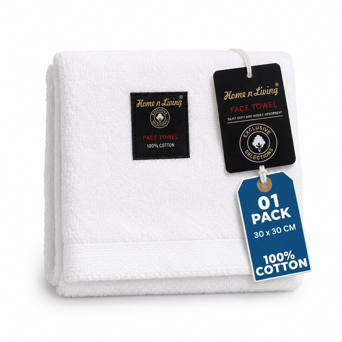 A2Z Hotel Quality Face Towel White 100 Percent Pure Cotton Soft Absorbent