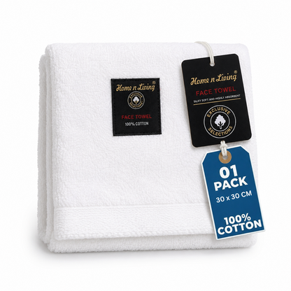 A2Z Hotel Quality Face Towel White 100 Percent Pure Cotton Soft Absorbent