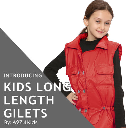 Kids Girls Sleeveless Coat Gilet Fashion Oversized Gilet Style Jacket Coat