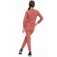 Kids Girls Ribbed Top & Bottom Tracksuit Lounge Wear Long Sleeves Outfit Set