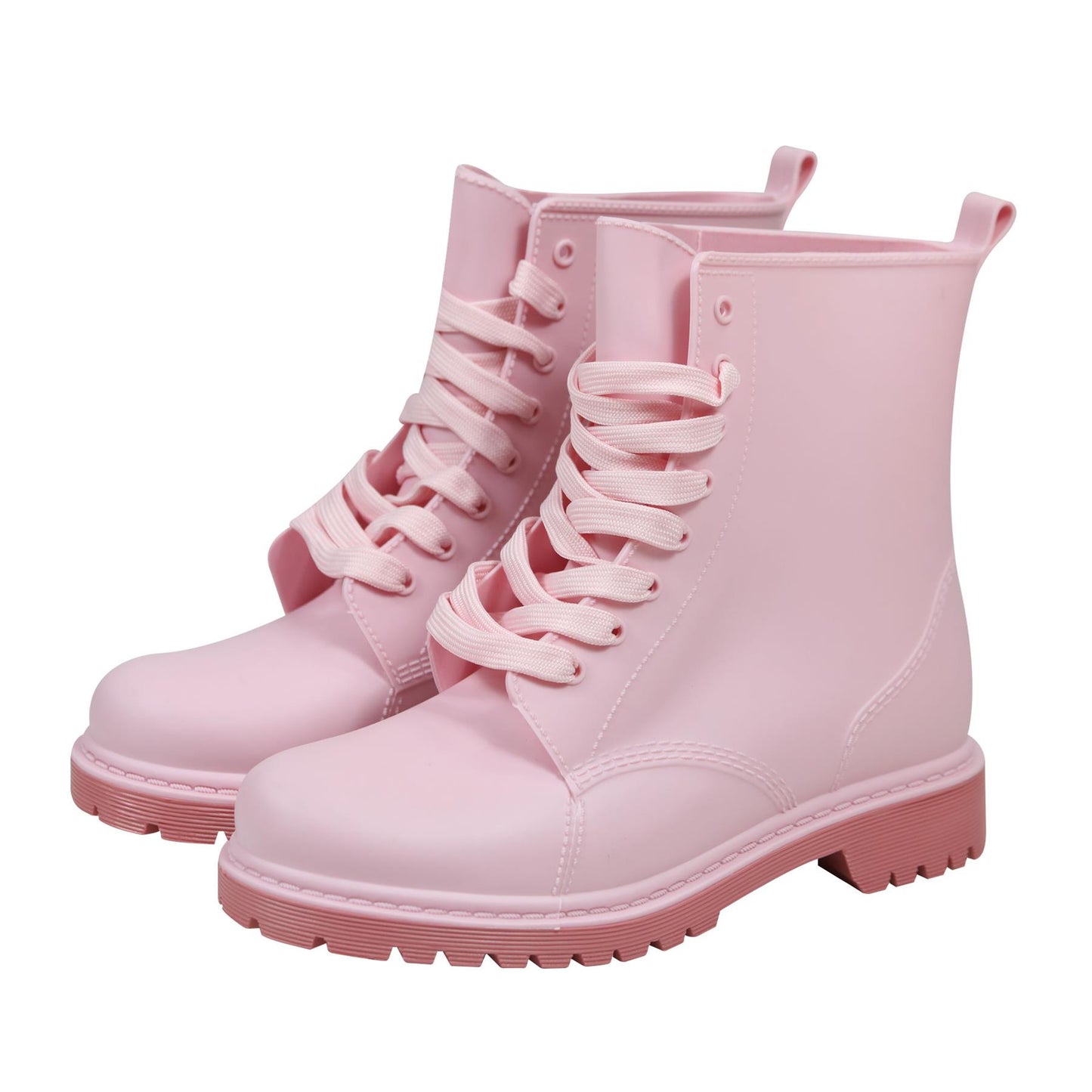 A2Z Womens Wellington Boots Lace Up Pink Waterproof PVC Rain Shoes Ankle Wellies