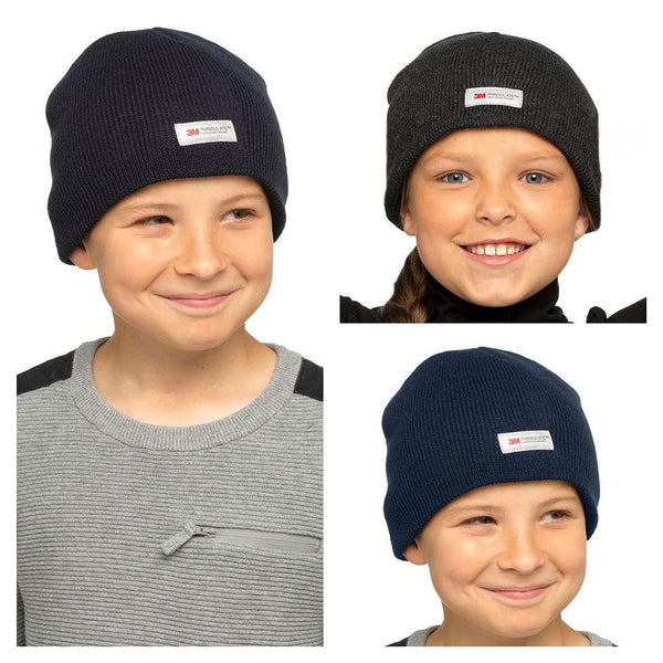 A2Z 4 Kids 3 Pack Hats Girls Boys Thinsulate Knit  Winter Thermal Warm Cozy Hats