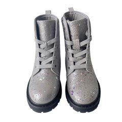 A2Z 4 Kids Girls Galaxy Glitter Winter Snow Boots Shoes PU Lace Up Ankle Shoes
