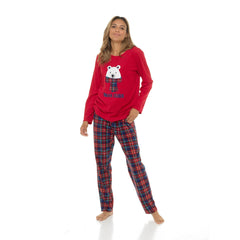 Ladies Fleece Pyjama Set Cosy Dog & Bear Warm Winter Loungewear Sizes 8-22
