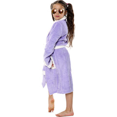Kids Soft Fleece Bathrobe Dressing Gown Hooded Swim Beach Girls Boys 2-13 years