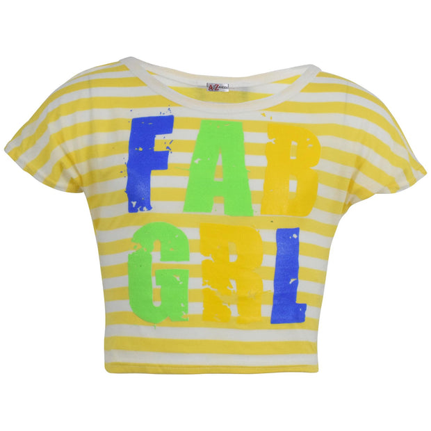 Kids Girls Crop Top FAB GRL Print Trendy Fashion Stylish Belly Shirt Tops & Tees