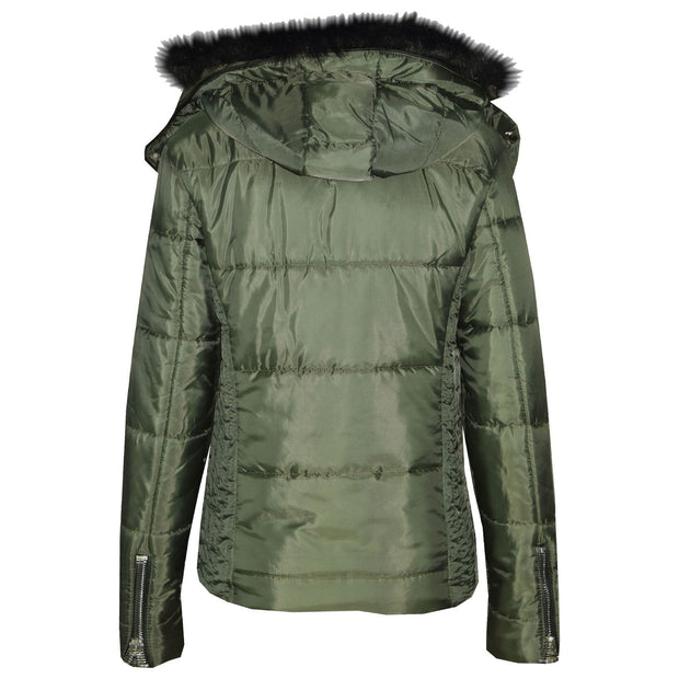 A2Z 4 Kids Quilted Puffer Coat Padded Puffer Jacket Olive Faux Fur Collar Detachable Hood New Winter Fashion For Girls Age 3-4, 5-6, 7-8, 9-10, 11-12 & 13 Years