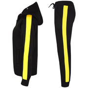 A2Z 4 Kids® Girls Boys Tracksuit Designer's Plain Contrast Yellow Stripes Fleece Hooded Hoodie Bottom Jogging Suit Joggers Age 5 6 7 8 9 10 11 12 13 Years