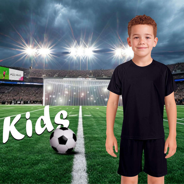 Kids Girls Boys Football Kit T Shirt Shorts PE Athletic Sportswear Outfit Set
