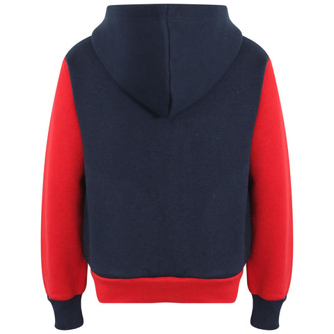 A2Z 4 Kids Girls Boys Plain Contrast Fleece Tracksuit Navy & Red Hooded Top And Bottom Joggers Sweatpants Sports Gymwear Jogging Suit Activewear Hoodie With Jogger Set Childrens Unisex Age 5-13 Years