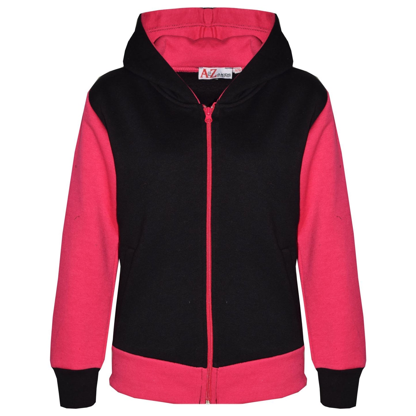 A2Z 4 Kids Girls Pink Plain Tracksuit Contrast Fleece Hoodie with Bottom Joggers Sweatpants Jogging Suit Sports Activewear Outfit Set For Childrens Age 2 3 4 5 6 7 8 9 10 11 12 13 Years