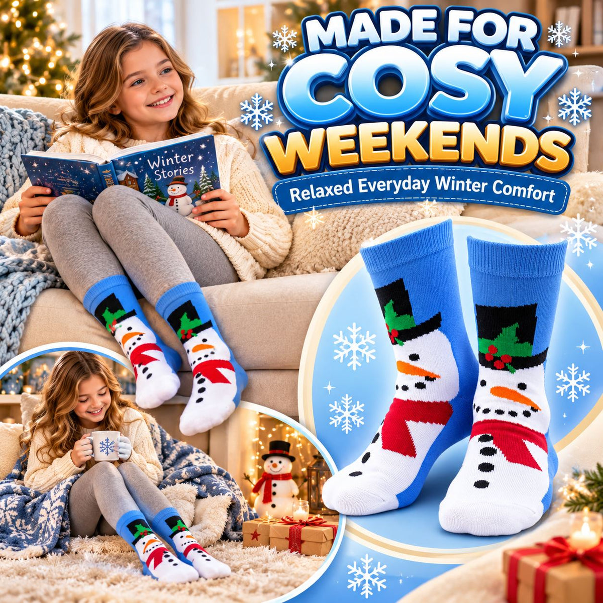 Kids Boys Girls Cotton Rich Christmas Socks Xmas Festive Soft Winter Socks