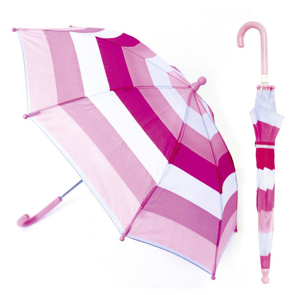 Kids Girl Stick Umbrella Monochromatic Rainbow Stripes Lightweight Brolly Canopy