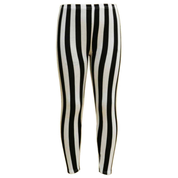 Girls Legging Kids Black & White Vertical Stripes Striped Fashion Leggings Age 7 8 9 10 11 12 13 Years