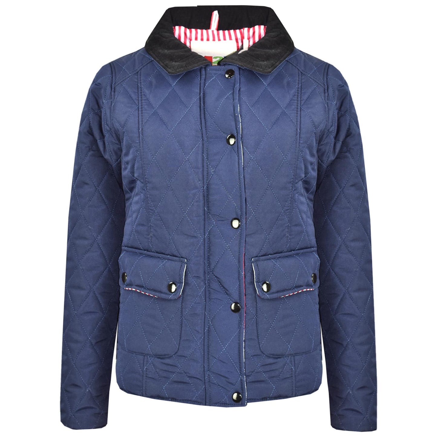 Kids Jackets Girls Quilted Padded Collar Buttoned Zipped Jacket Age 5-13 Years
