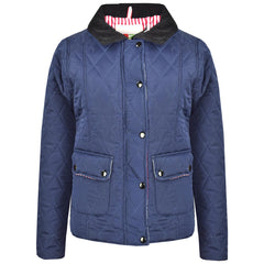 Kids Jackets Girls Quilted Padded Collar Buttoned Zipped Jacket Age 5-13 Years