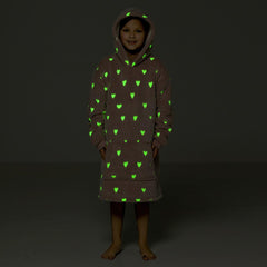 A2Z 4 Kids Girls Boys Blanket Glow in The Dark Heart Oversized Wearable Hoodie