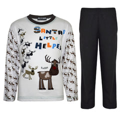 Girls Boys SANTAS LITTLE HELPER Christmas Pyjamas Reindeer Rudolph PJ's Age 1-7 Years