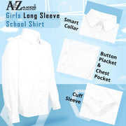 Kids Girls T Shirts Plain School Uniform Shirt Long Sleeves Soft Tank Top & Tees - A2Z 4 Kids