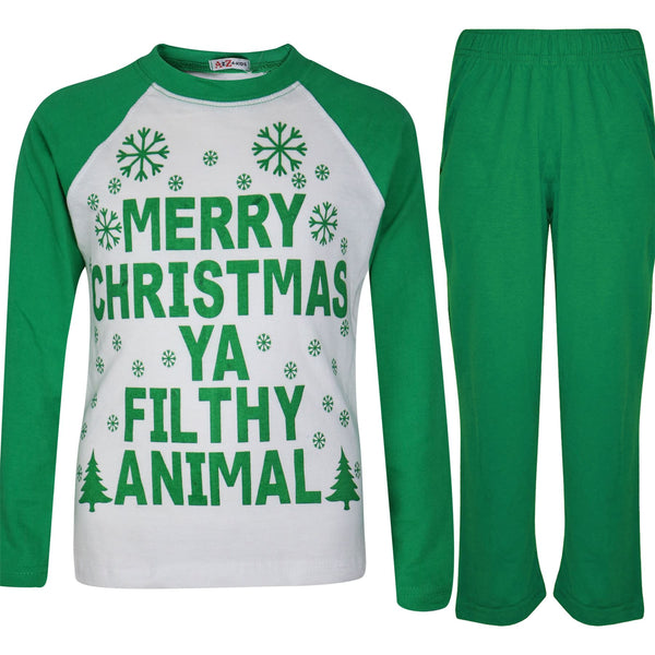 Kids Girls PJS Merry Christmas Ya Filthy Animal Print Trendy PJS Age 2-13 Years