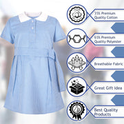 Kids Girls Gingham School Dress Check Belted Dresses With Matching Scrunchies - A2Z 4 Kids