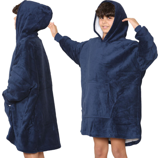 Kids Girls Boys Ultra Soft Oversized Hoodie Snuggle Plush Sherpa Fleece Lining