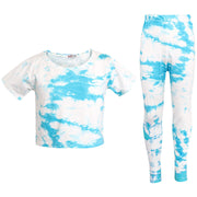 A2Z 4 Kids Girls Crop Top & Legging Blue Tie Dye Print Trendy Fashion Summer Outfit Clothing Sets New Age 5 6 7 8 9 10 11 12 13 Years