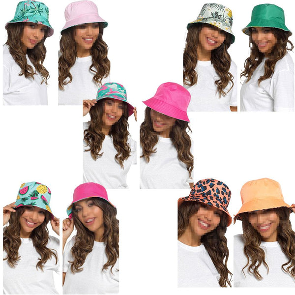 Womens Reversible Bucket Hat Summer Foldable Sun Hat UV Protection For Camping