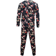 Girls Jogging Suit Floral Print Zip Up Velour Set Top Bottom Outfit Clothing Set