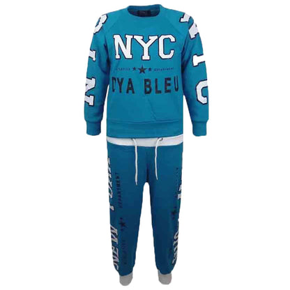 KIDS GIRLS TRACKSUIT NYC NEW YORK STYLISH JOG SUIT HOODIE BOTTOM JACKET JOGGERS