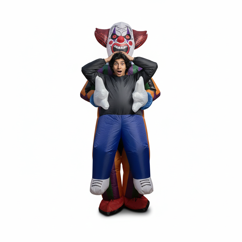 Kids Inflatable Clown Costume Fancy Dress Multicolour Blow Up Halloween Costume