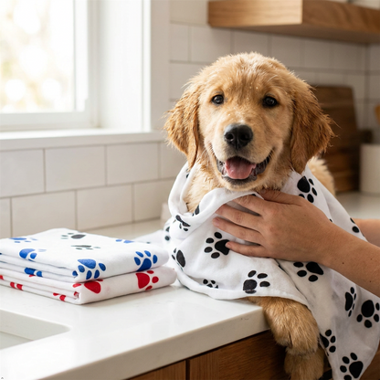 A2Z Cosy Fleece Pet Blanket 70 x 70 cm Soft Paw Print Polyester Mat