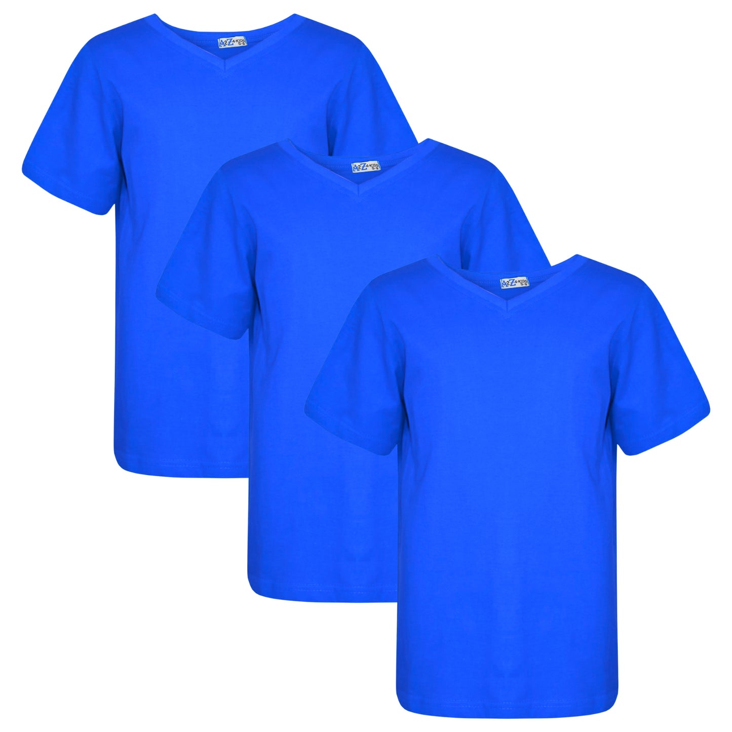 Girls Boys Basic 3 Pack Cotton T-Shirt Short Sleeve V Style Crew Neck Kids Top