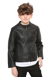 A2Z 4 Kids Motorcycle Biker Black Jacket PU Leather Jacket Zipper Stylish Boys Age 5-13 Years