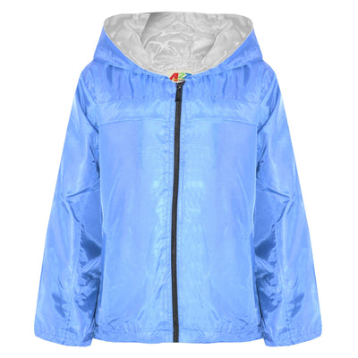 A2Z 4 Kids® Girls Boys Raincoats Jackets Kids Sky Blue Lightweight Kag Mac Waterproof Hooded Jacket Cagoule Rain Mac Age 5 6 7 8 9 10 11 12 13 Years